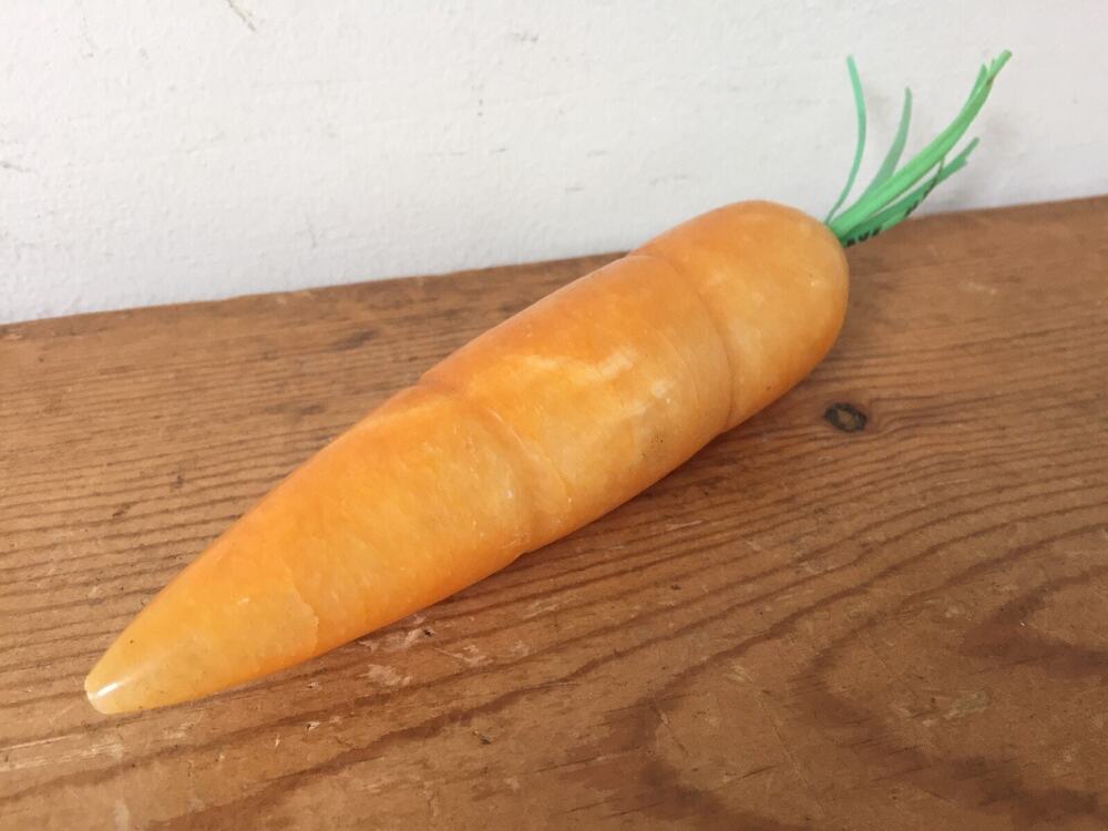 Vintage Orange Alabaster Stone Marble Carrot Vegetable Veggie Decor Figurine 5"
